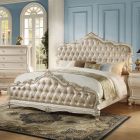 ACME Chantelle California King Bed in Rose Gold & Pearl White