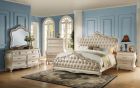 ACME Chantelle 4pc Eastern King Bedroom Set in Rose Gold & Pearl White