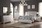 ACME Voeville II 4Pc Eastern King Padded Bedroom Set in Matte Gold PU and Platinum