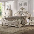 ACME Ragenardus Queen Bed in Fabric and Antique White
