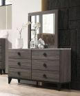 ACME Avantika Dresser with Mirror, Faux Marble and Rustic Gray Oak