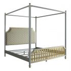 ACME House Marchese California King Bed in Beige PU, Gold & Pearl Gray