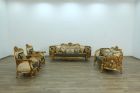 European Furniture Bellagio 3pc Livingroom Set in Antique Bronze, Black/Gold Fabric