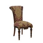 European Furniture Veronica Dining Side Chair in Red and Gold Fabric - Set of 2