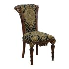 European Furniture Veronica Dining Side Chair in Black and Gold Fabric - Set of 2