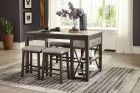 Homelegance Elias 4pc Counter Height Table Set in Gray Wood and Gunmetal Gray