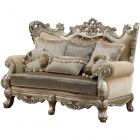 ACME Ranita Loveseat with 6 Pillows, Fabric and Champagne