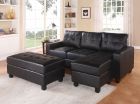 ACME Lyssa Sectional Sofa with Ottoman in Black Bonded Leather Match