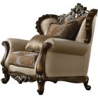 ACME Latisha Chair, Tan, Pattern Fabric & Antique Oak