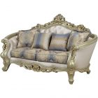 ACME Gorsedd Loveseat with 4 Pillows, Cream Fabric and Antique White