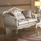 ACME Chantelle Loveseat in Rose Gold Faux Leather/Fabric & Pearl White