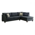 ACME Laurissa Sectional Sofa & Ottoman in Dark Blue Linen