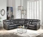ACME Imogen Sectional Sofa (Power Motion), Gray Leather-Aire (1Set/6Ctn)