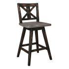 Homelegance Amsonia Swivel Counter Height Chair in Distressed Gray and Black - Set of 2
