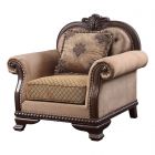 ACME Chateau De Ville Chair with Pillow in Fabric & Espresso Finish