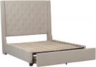 Homelegance Fairborn Queen Bed with Storage Drawer in Beige Fabric