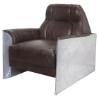 ACME Brancaster Accent Chair, Espresso Top Grain Leather and Aluminum