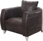 ACME Kalona Accent Chair, Distress Chocolate Top Grain Leather and Aluminum