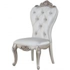 ACME Gorsedd Side Chair, Cream Fabric and Antique White - Set of 2