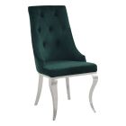 ACME Dekel Side Chair - Set of 2, Green Fabric and Stainless Steel