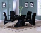 ACME Pervis 5pc Dining Table Set in Black and Clear Glass