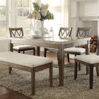 ACME Claudia Dining Table, White Marble & Salvage Brown
