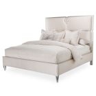 AICO Michael Amini Camden Court Queen Upholstered Quad Panel Bed in Pearl