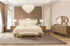 AICO Michael Amini Villa Cherie Caramel 4pc California King Channel-Tufted Upholstered Bedroom Set