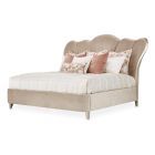 AICO Michael Amini Villa Cherie Queen Channel-Tufted Upholstered Bed in Hazelnut