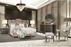 AICO Michael Amini Villa Cherie 4pc California King Channel-Tufted Upholstered Bedroom Set in Hazelnut