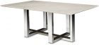 AICO Michael Amini Halo Rectangular Marble Top Dining Table in Glossy White