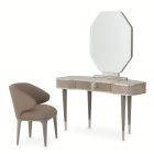 AICO Michael Amini Lanterna 3Pc Vanity Desk, Mirror and Chair Set in Silver Mist