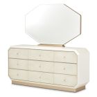 AICO Michael Amini La Rachelle Storage Console- Dresser with Mirror in Medium Champagne