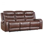 Homelegance Putnam Double Reclining Sofa with Cup Holderss in Brown