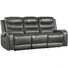 Homelegance Putnam Power Double Reclining Sofa with Cup Holders in Gray