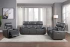 Homelegance Burwell 3pc Power Double Reclining Livingroom Set with USB ports in Dark Gray