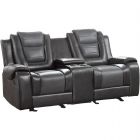 Homelegance Briscoe Double Glider Reclining Loveseat with Console in Light and Dark Gray