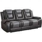 Homelegance Briscoe Double Reclining Sofa with Cup Holders in Light and Dark Gray