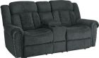 Homelegance Nutmeg Double Reclining Loveseat with Center Console in Charcoal