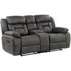 Homelegance Madrona Hill Double Reclining Loveseat with Console in Gray