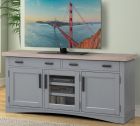 Parker House Americana Modern 63" TV Console in Dove with Weathered Natural top