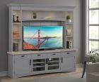 Parker House Americana Modern 92" TV Console with Hutch, Backpanel and LED Lights in Dove
