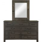 Magnussen Abington Drawer Dresser with Portrait Mirror in Weathered Charcoal