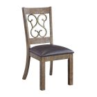 ACME Raphaela Side Chair in Black PU / Weathered Cherry Finish - Set of 2