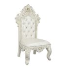 ACME Adara Side Chair in White PU / Antique White Finish