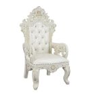 ACME Adara Arm Chair in White PU / Antique White Finish