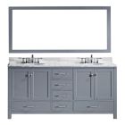 Virtu USA Caroline Avenue 72" Double Square Sink Bathroom Vanity Cabinet Set in Grey