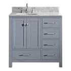 Virtu USA Caroline Avenue 36" Single Round Sink Bathroom Vanity Cabinet in Grey