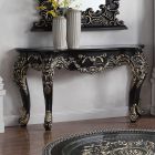Homey Design HD-328B Console Table in Ebony Black with Antique Gold