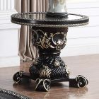Homey Design HD-328B End Table in Ebony Black with Antique Gold